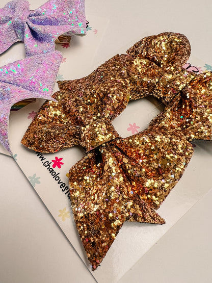 Golden Glitter Hair Bows