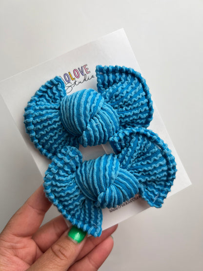 Sapphire Piggies Hair Bows