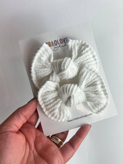 White Piggies Hair Bows