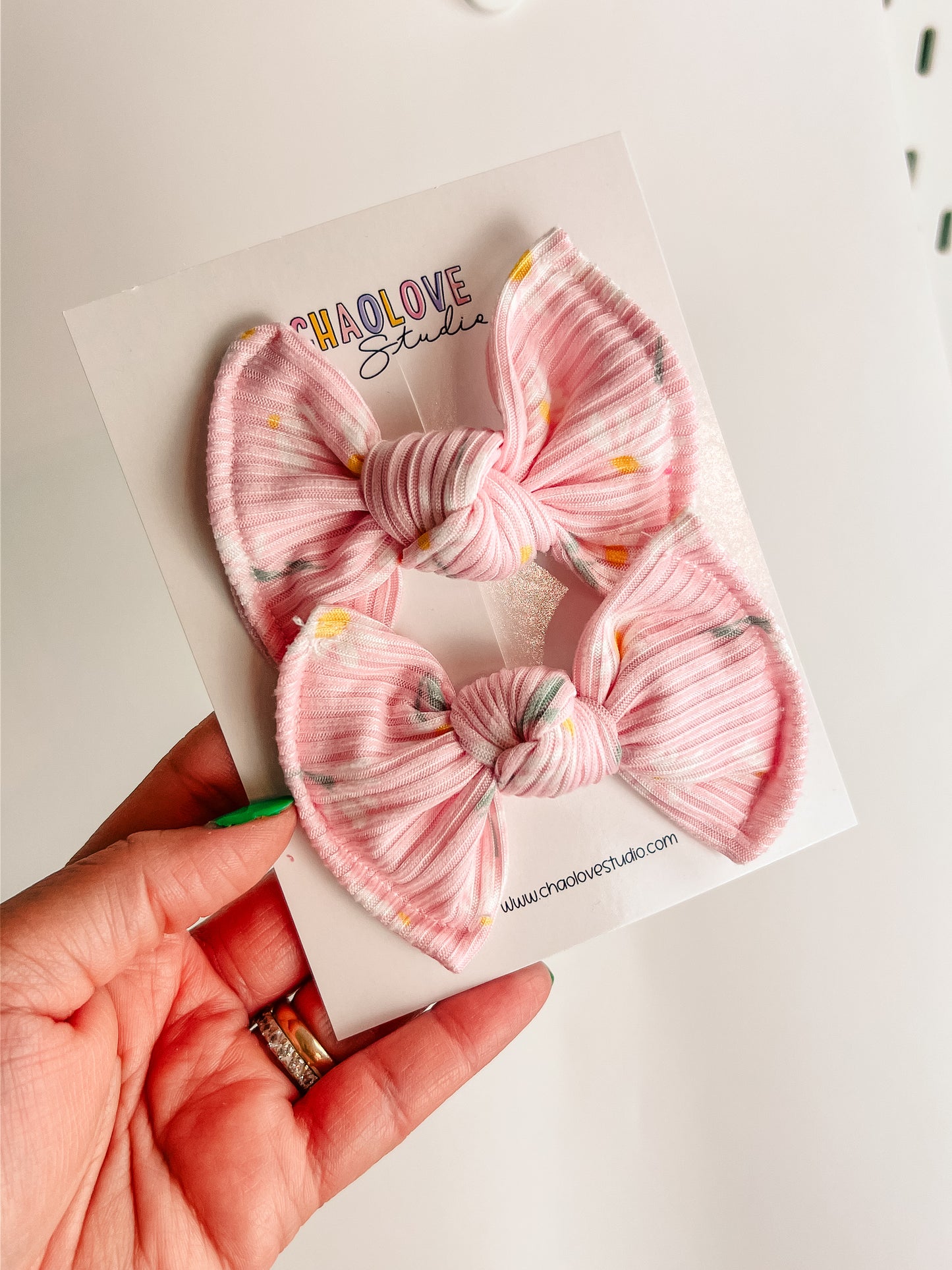 Pink Daisy Piggies Hair Bows