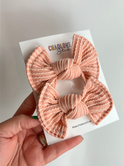Peach Piggies Hair Bows