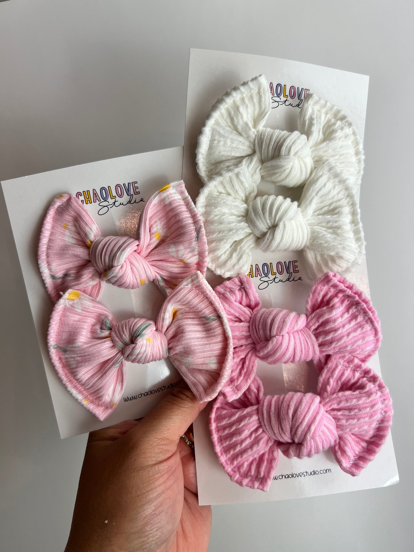 Pink Daisy Piggies Hair Bows