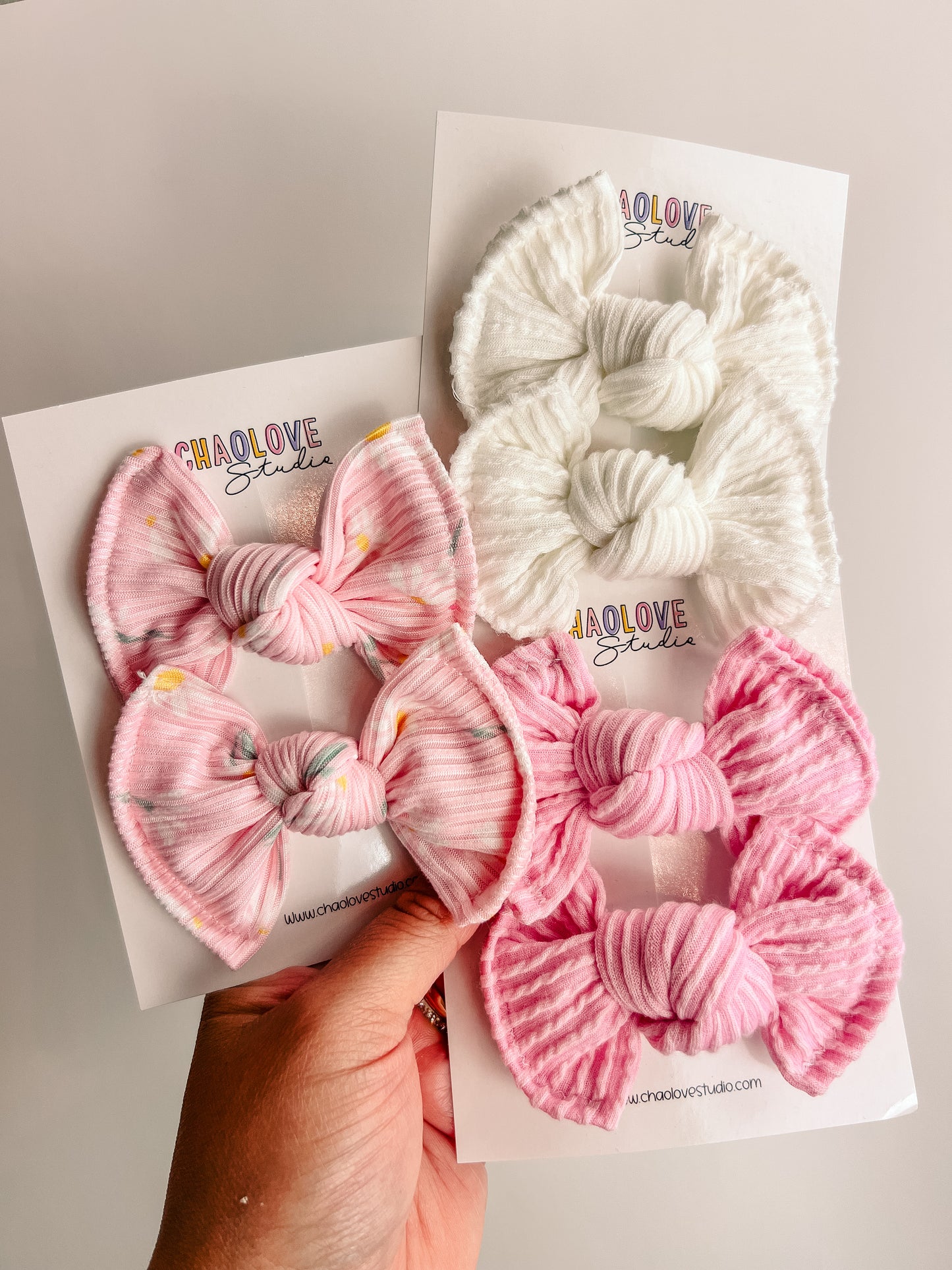 White Piggies Hair Bows