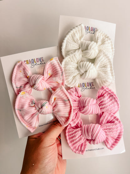 White Piggies Hair Bows
