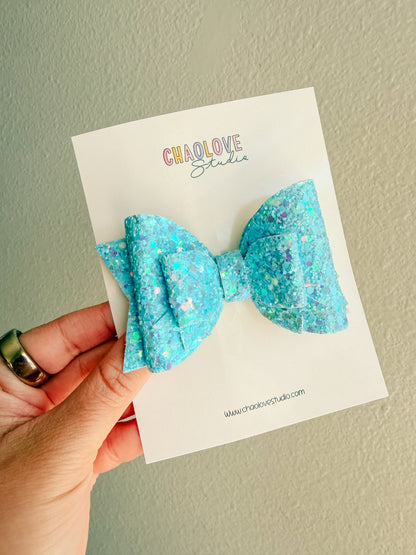Blue Glitter Bow