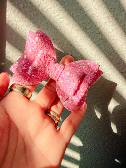 Pink glitter Hair bow